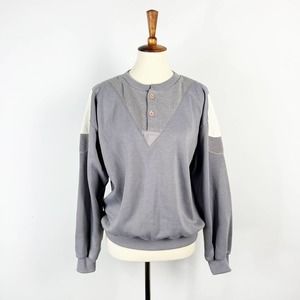 Vintage 80s 90s Ground Rules Grey Sweatshirt White Accent Patches Size Large